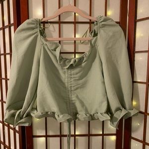 Sage green milkmaid top